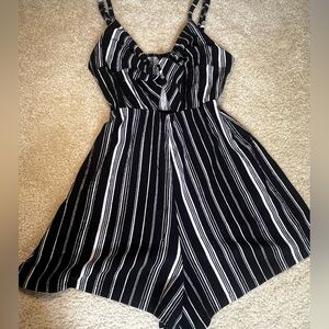 Strapless black and white romper
